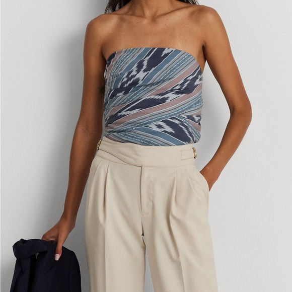 Lauren Ralph Lauren
Geo Stripe Cotton Strapless Blouse - Picture 2 of 4